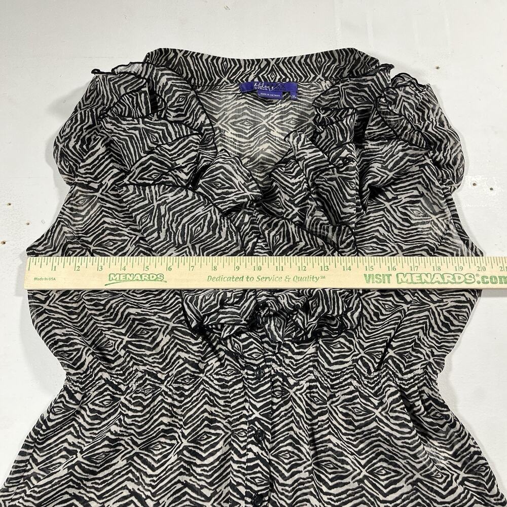 Miley Cyrus Max Azria XL Zebra Print Sheer Ruffle Top - Picture 6 of 6